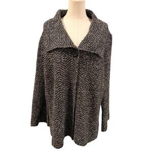 JM Collection Gray Marled Knit Cardigan Sweater Women 3X Cozy Workwear Plus Size